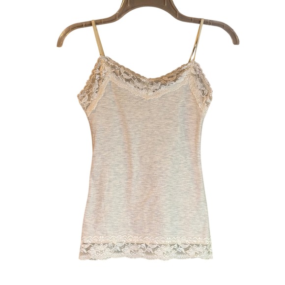 Charlotte Russe Tops - Charlotte Russe Cami Women XS Gray Y2K-Style Lace Trim Coquette Twilightcore